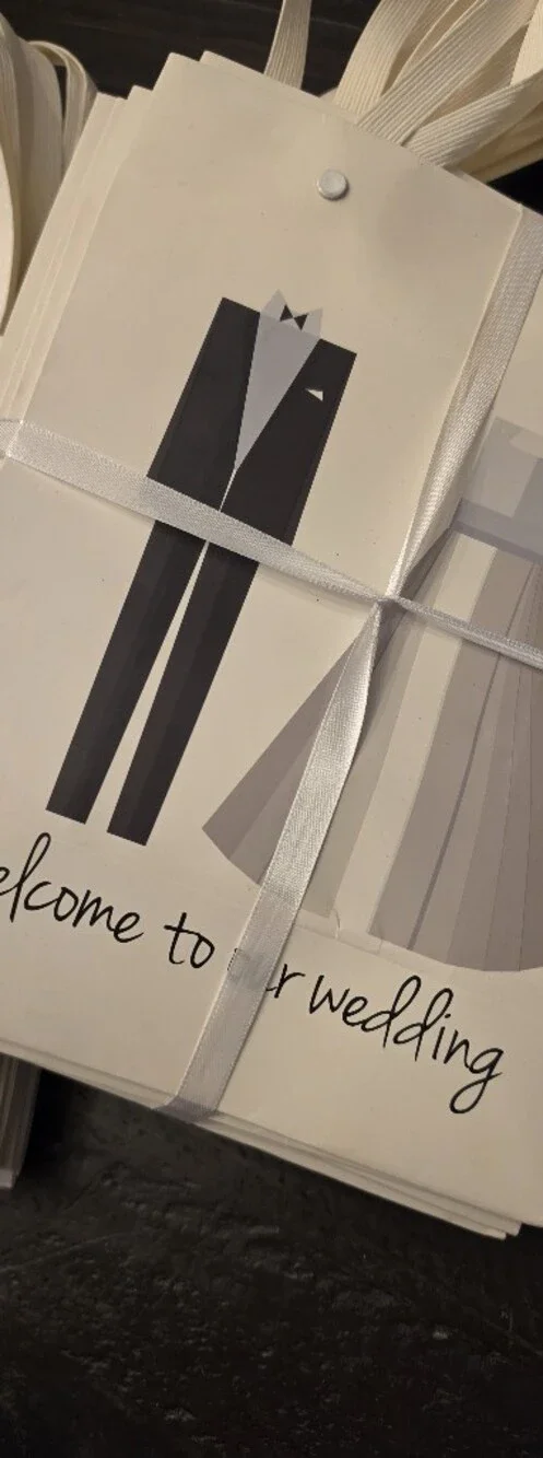 Wedding Welcome Tote Bag - Cream with Grey Bride & Groom Design